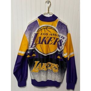 LA Lakers Vintage G-III Carl Banks Nylon Windbreaker Jacket Coat Mens Size Large